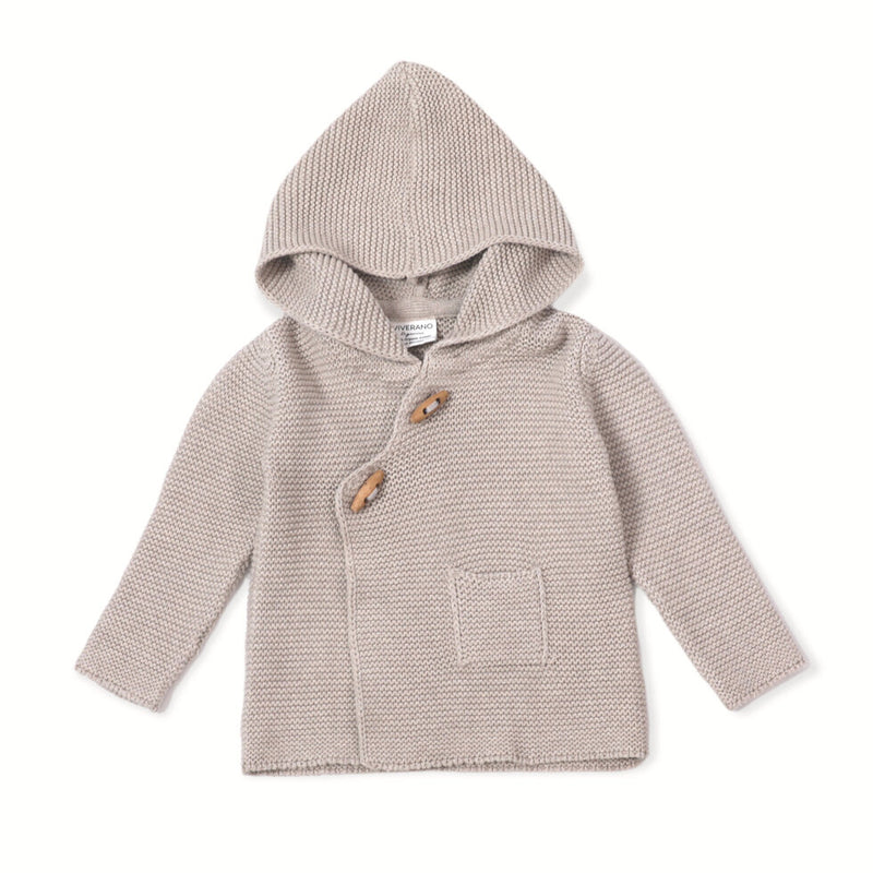 Milan Earthy Knit Baby Hooded Button Jacket - Oatmeal Heather
