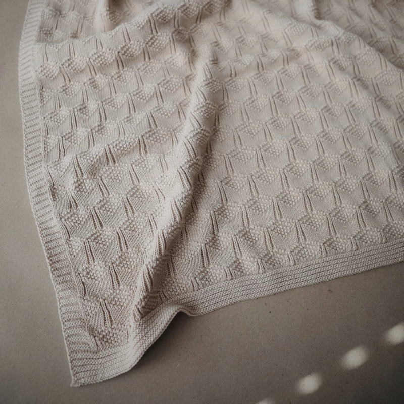 Knitted Honeycomb Baby Blanket (Beige)