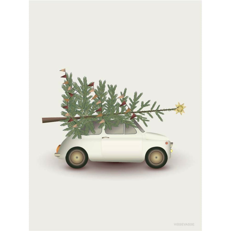 Christmas  Tree & Little Car - greeting card