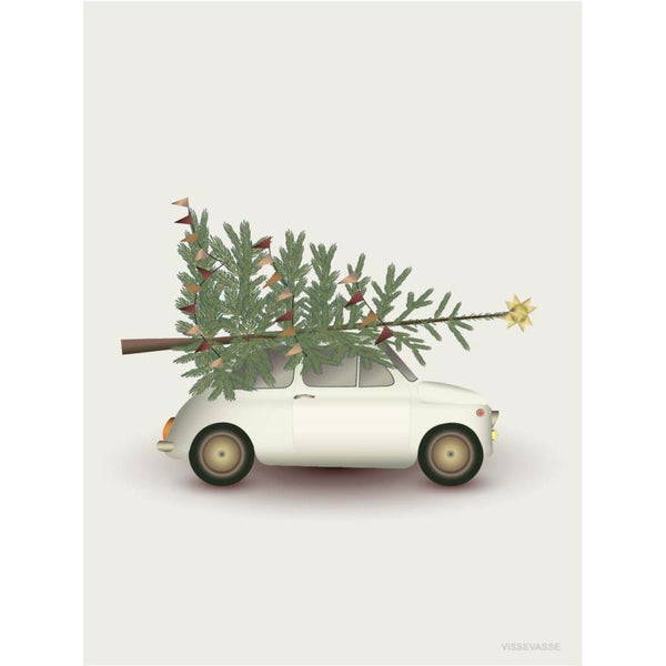 CHRISTMAS TREE & LITTLE CAR  - mini card