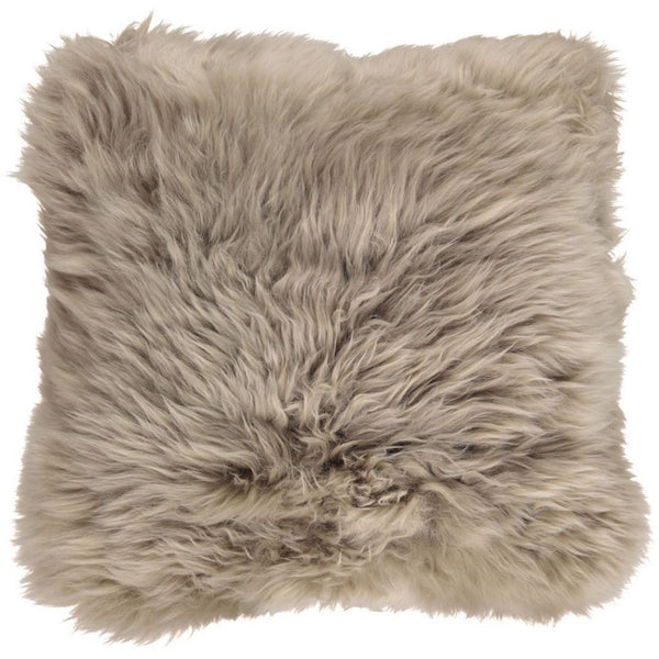 Long Wool Square Sheepskin Pillow - Taupe