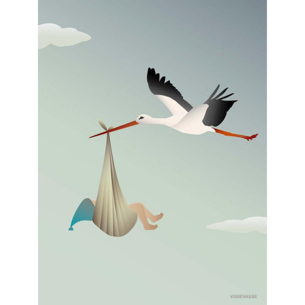 The Stork Blue  - greeting card