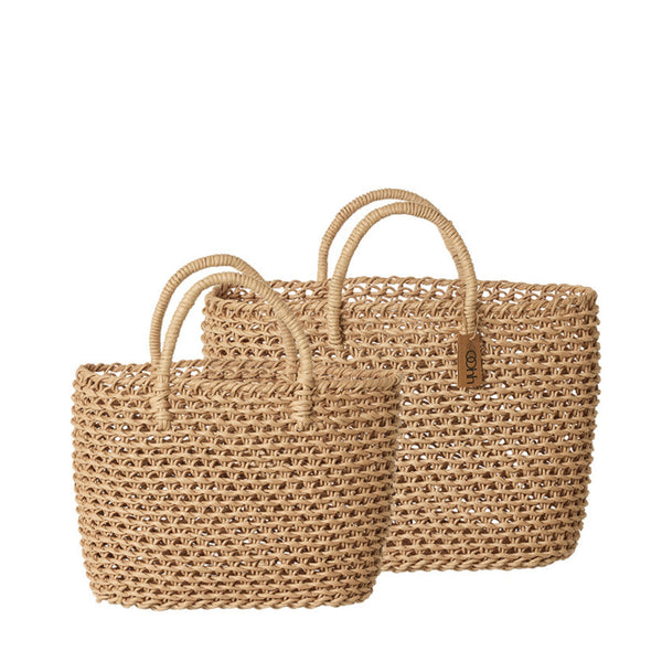 OOhh Macrame Paper Cord Market Basket with handles