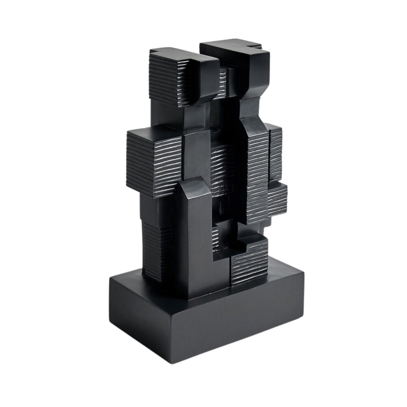 Black Block sculpture - mahogany - varnished