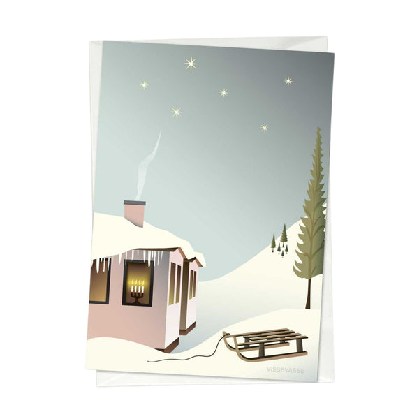 Sledge in the Snow - greeting card