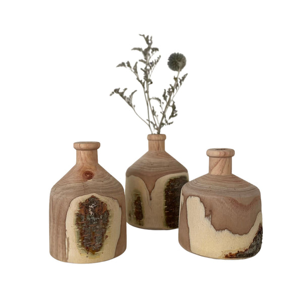 Wooden Dried Flower Vases. Hand turned raw maple