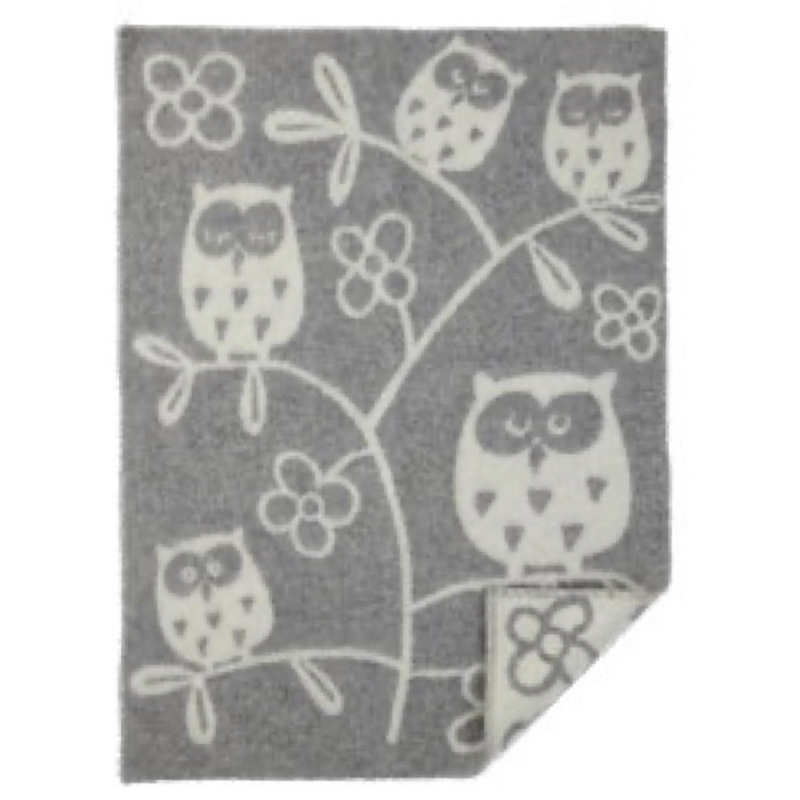 Klippan Tree Owl Blanket Grey