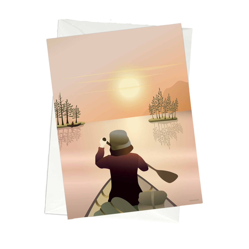 Canoeing on a Lake - Greeting Card