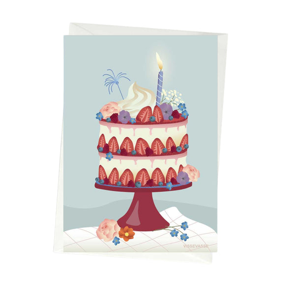 Cake with Strawberries - Greeting Card
