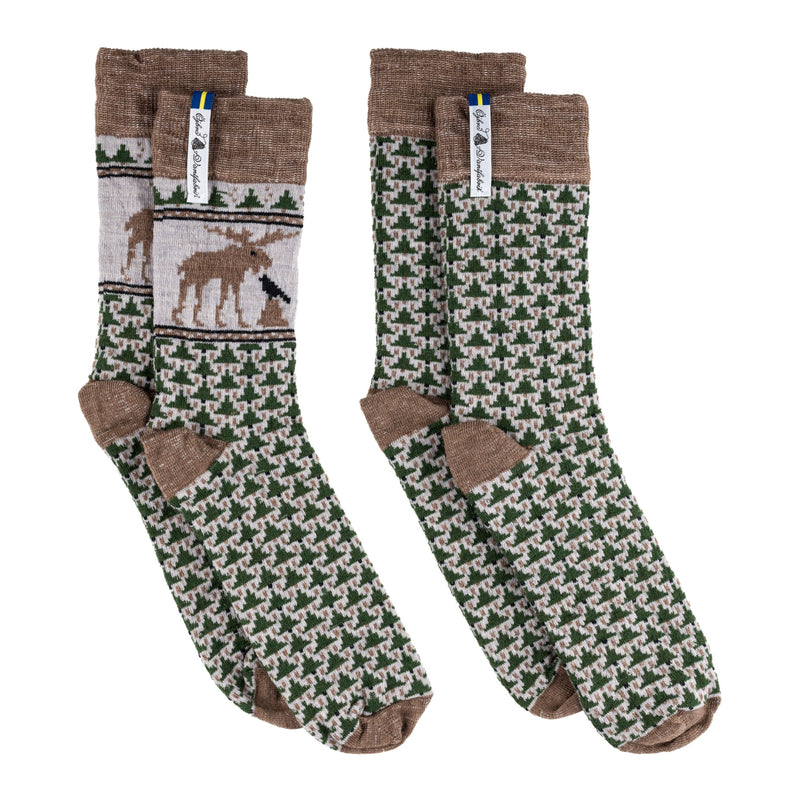 High Ankle Merino Socks, Skogen Pattern, Ojbro Vantfabrik, - 2 Pack