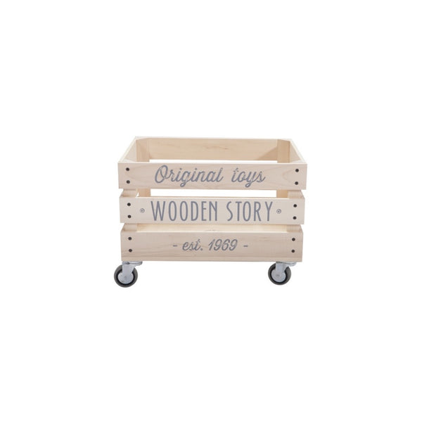 Wooden Storage Crate with Wheels