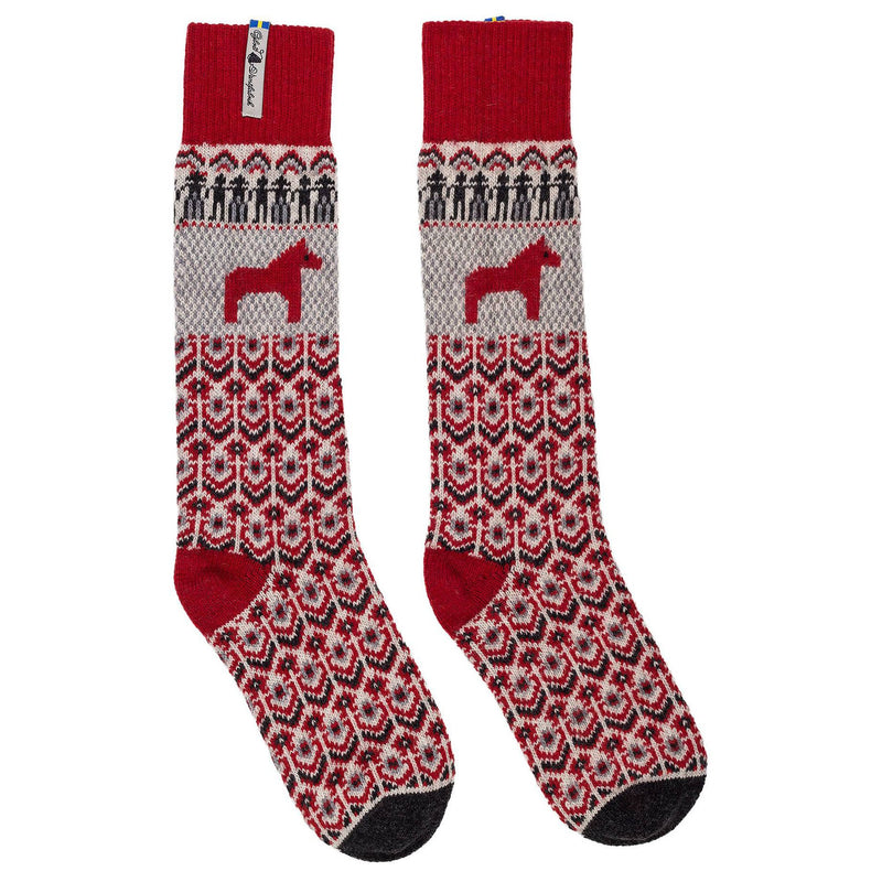 Below Knee Wool Socks, Dalarna Pattern, Ojbro Vantfabrik