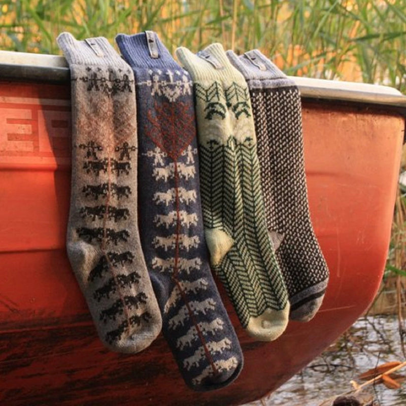 Below Knee Wool Socks, Yggdrasil Pattern, Ojbro Vantfabrik