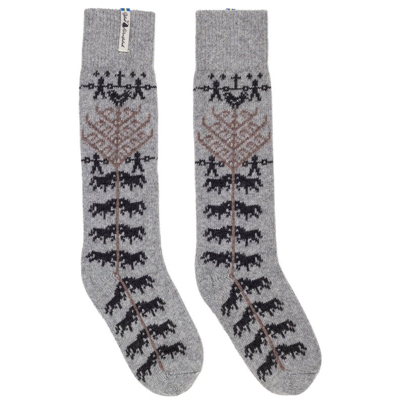 Below Knee Wool Socks, Yggdrasil Pattern, Ojbro Vantfabrik